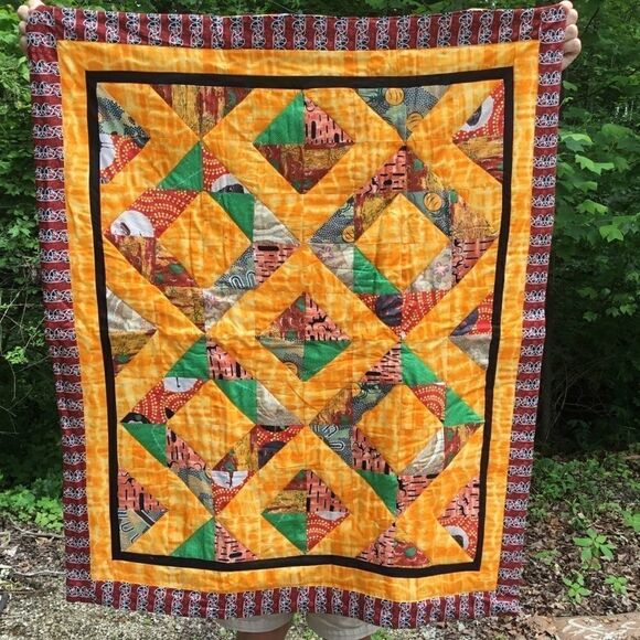 NWT Hand Crafted Australian Aboriginal Print Quilt - Picture 1 of 12